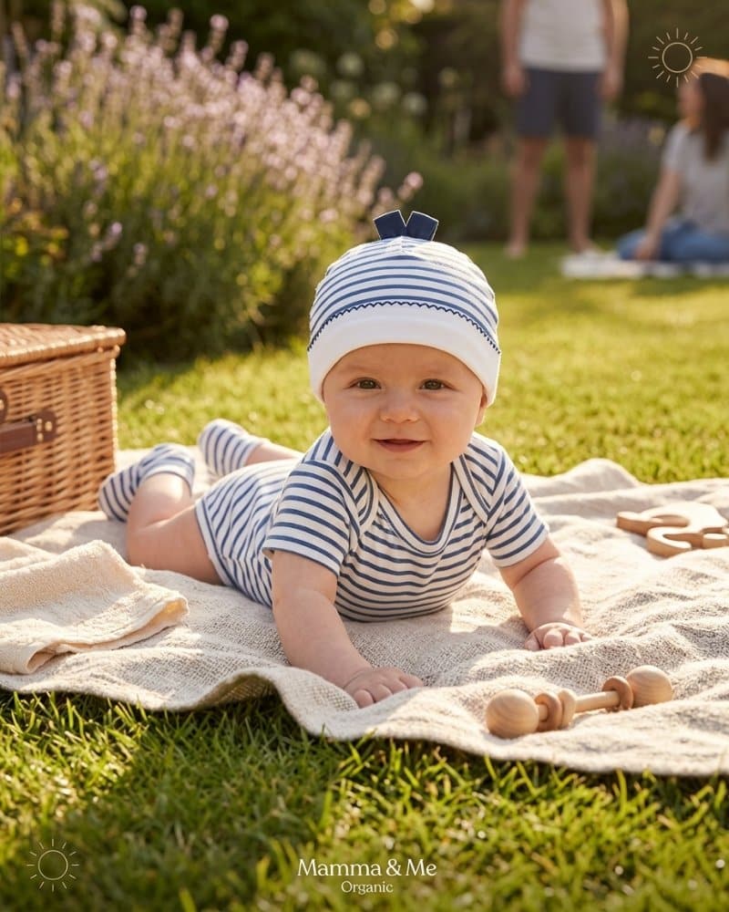 Cuffia neonato a righe blu e bianche NF.LU2323