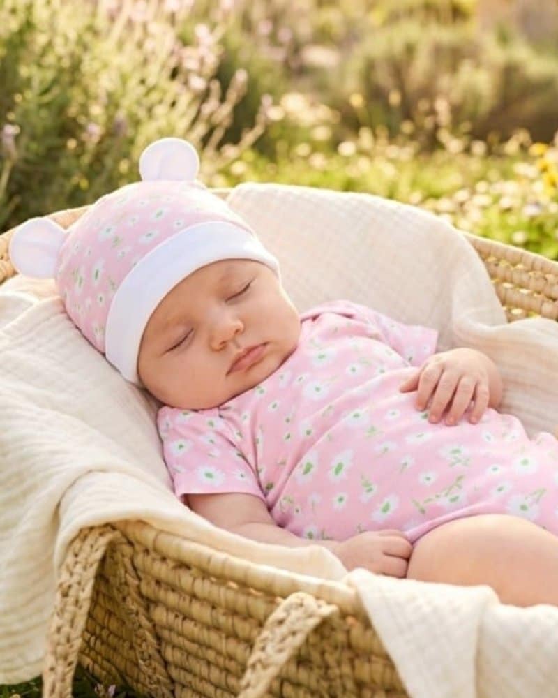 Cappellino Neonato a Fiori con Orecchie NF.LU2338