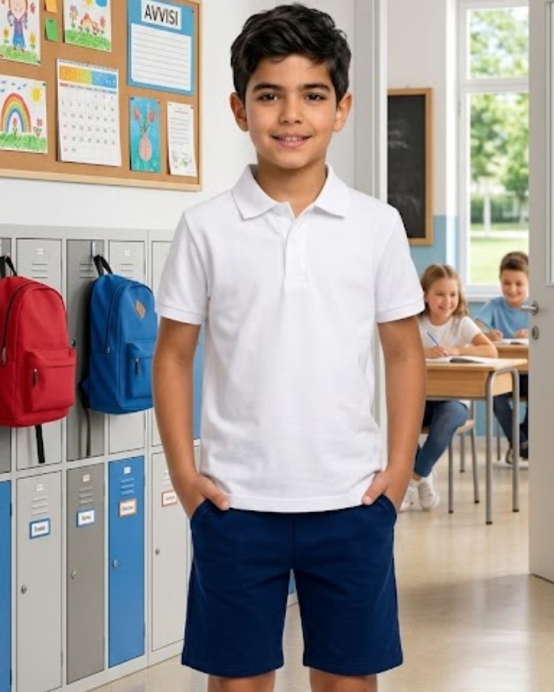 Polo Bianca per Scuola in Cotone