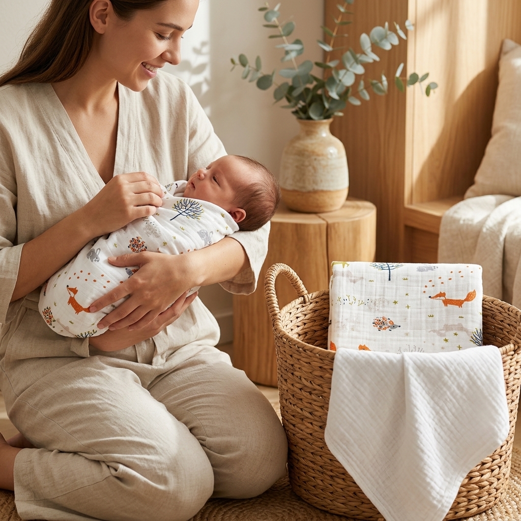 Set 3 Mussole Neonato Stampa Animali Selvatici NA.HEB052