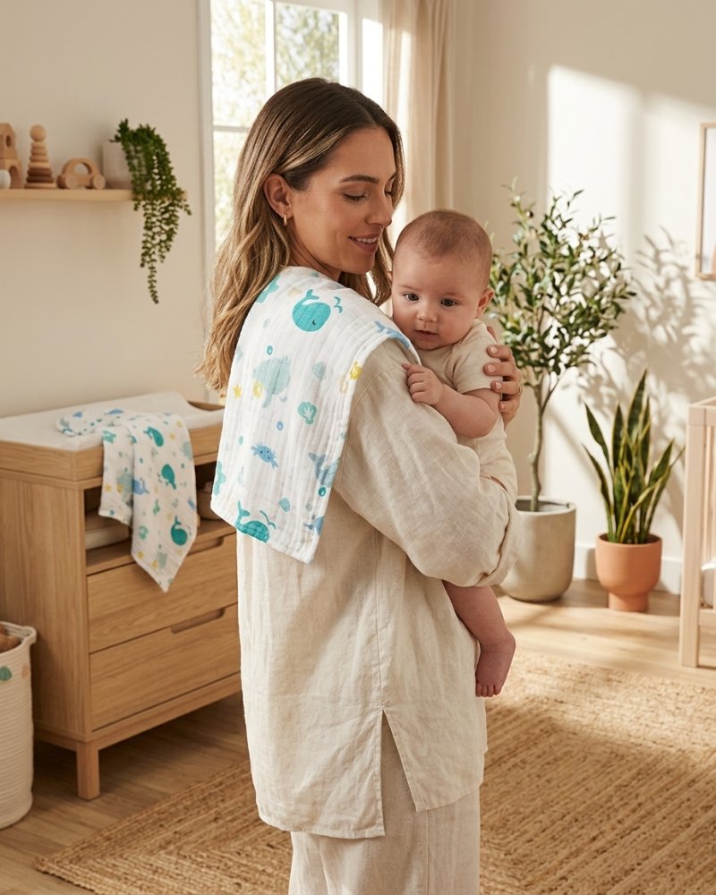 Set 3 Mussole Neonato Motivo Marino NA.HEB024