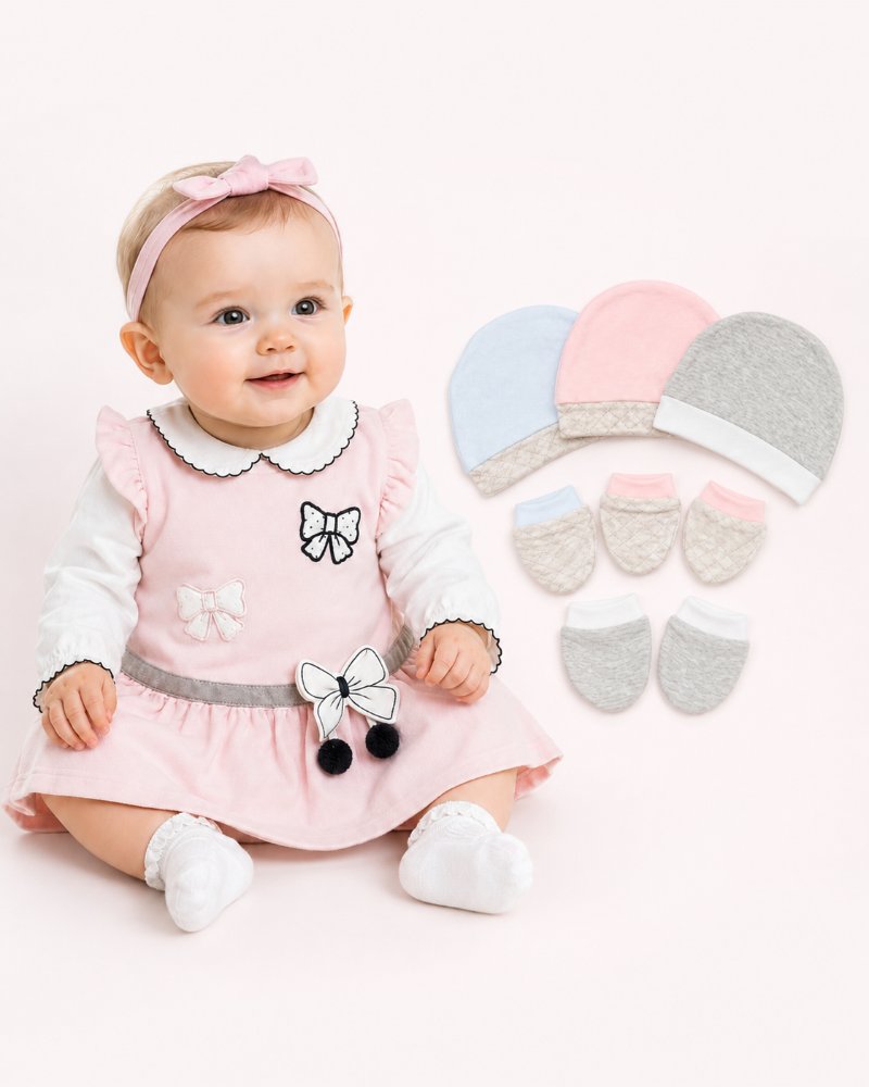 Vestitino Neonata + REGALO set di cappello e muffole