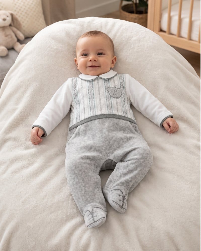 Tutina neonato a righe verde e grigio NM.LU2369